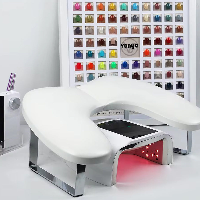 Professional U-Shaped Nail Arm Rest with Adjustable Phone Holder – Ergonomic Manicure Hand Support for Nail Technicians & Nail Salon Workstations