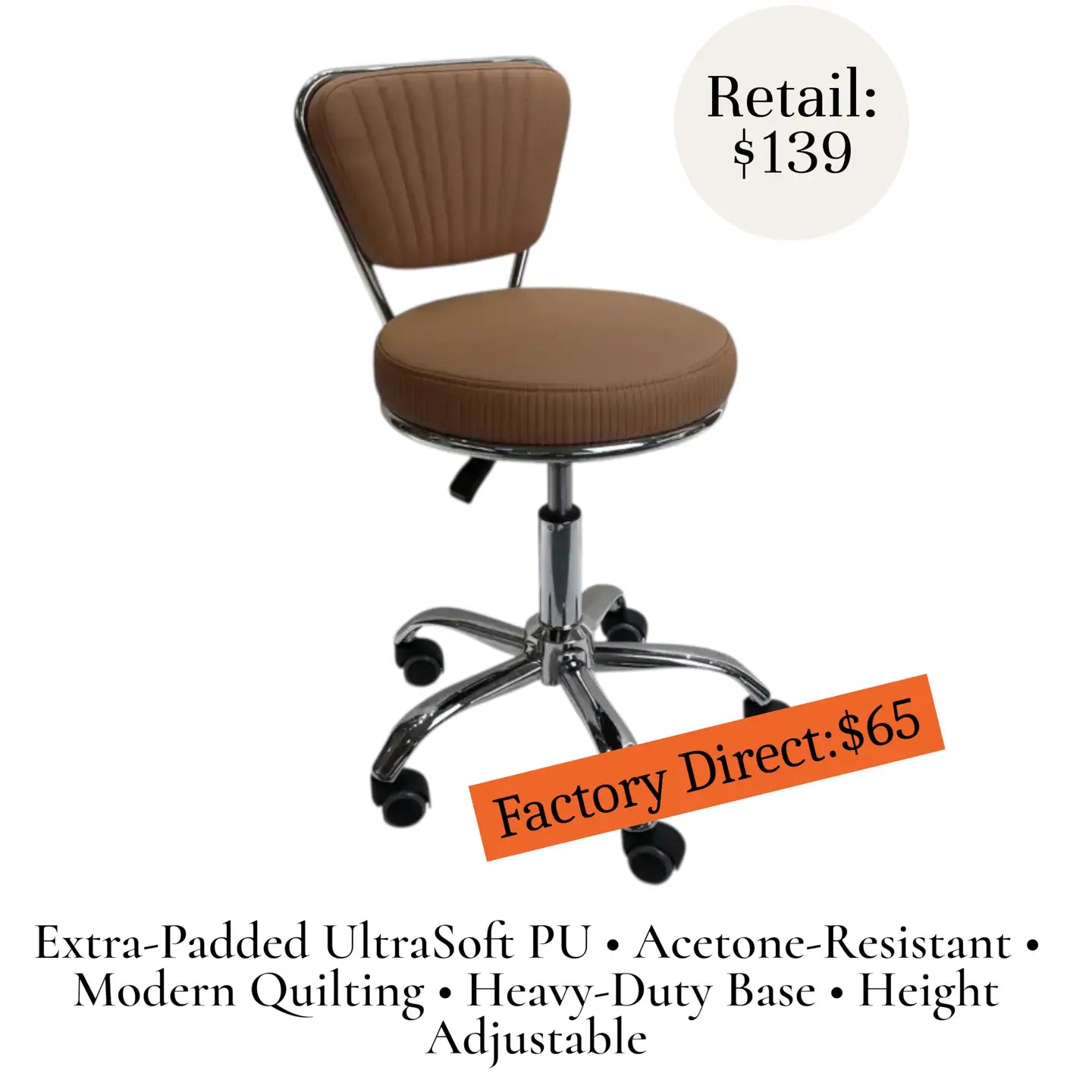 Extra Comfort & Smooth Mobility Pedi Stool Wheel stool