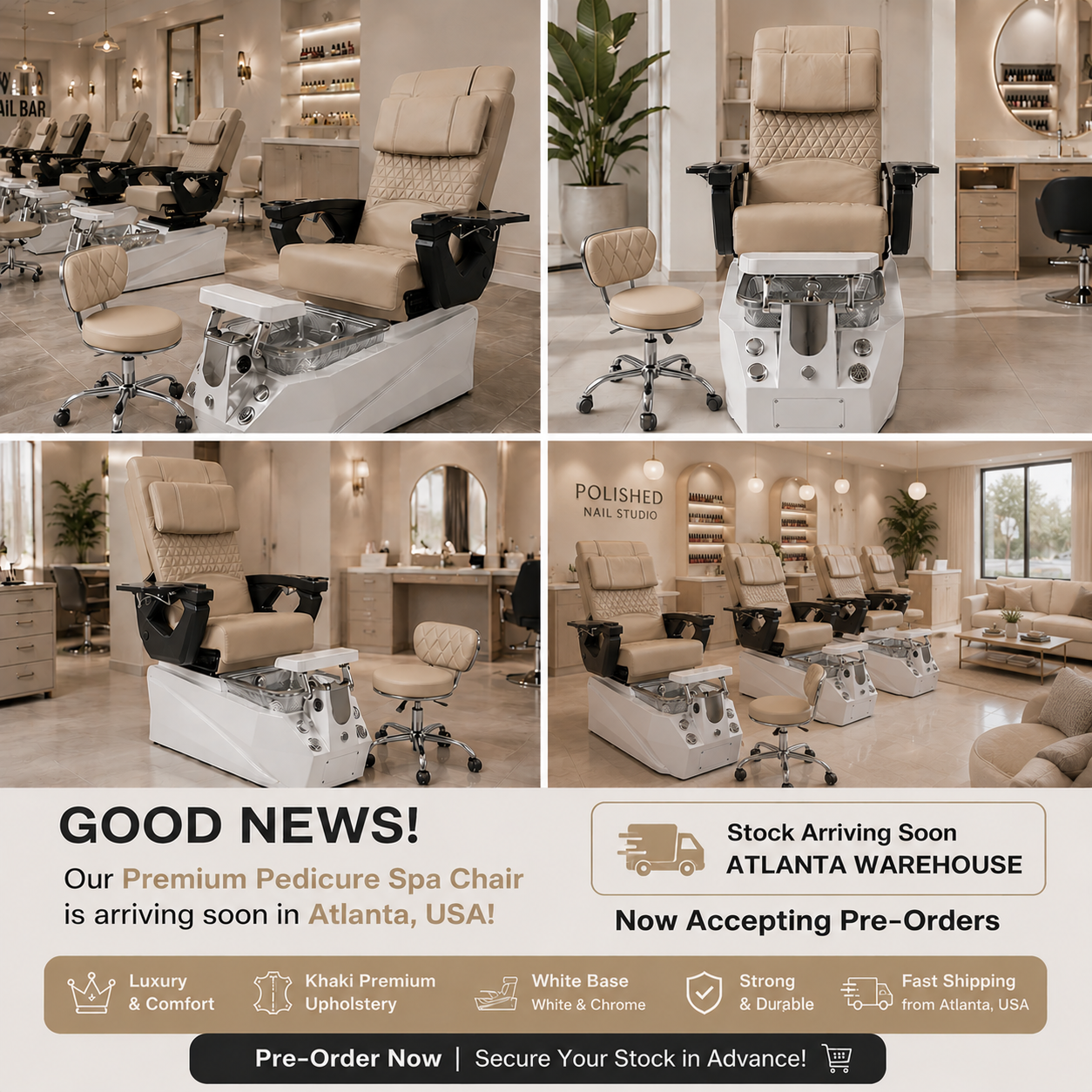 KaKKI Commercial-grade pedicure spa chair built for comfort, durability, and style. Factory direct supply bulk pricing