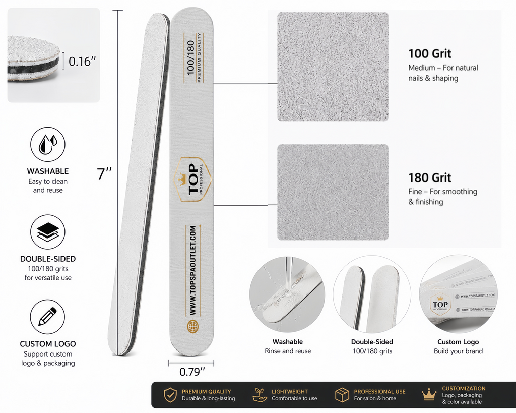 Professional Nail Files For Modern Nail Salons 80/100 Grit (100pcs)