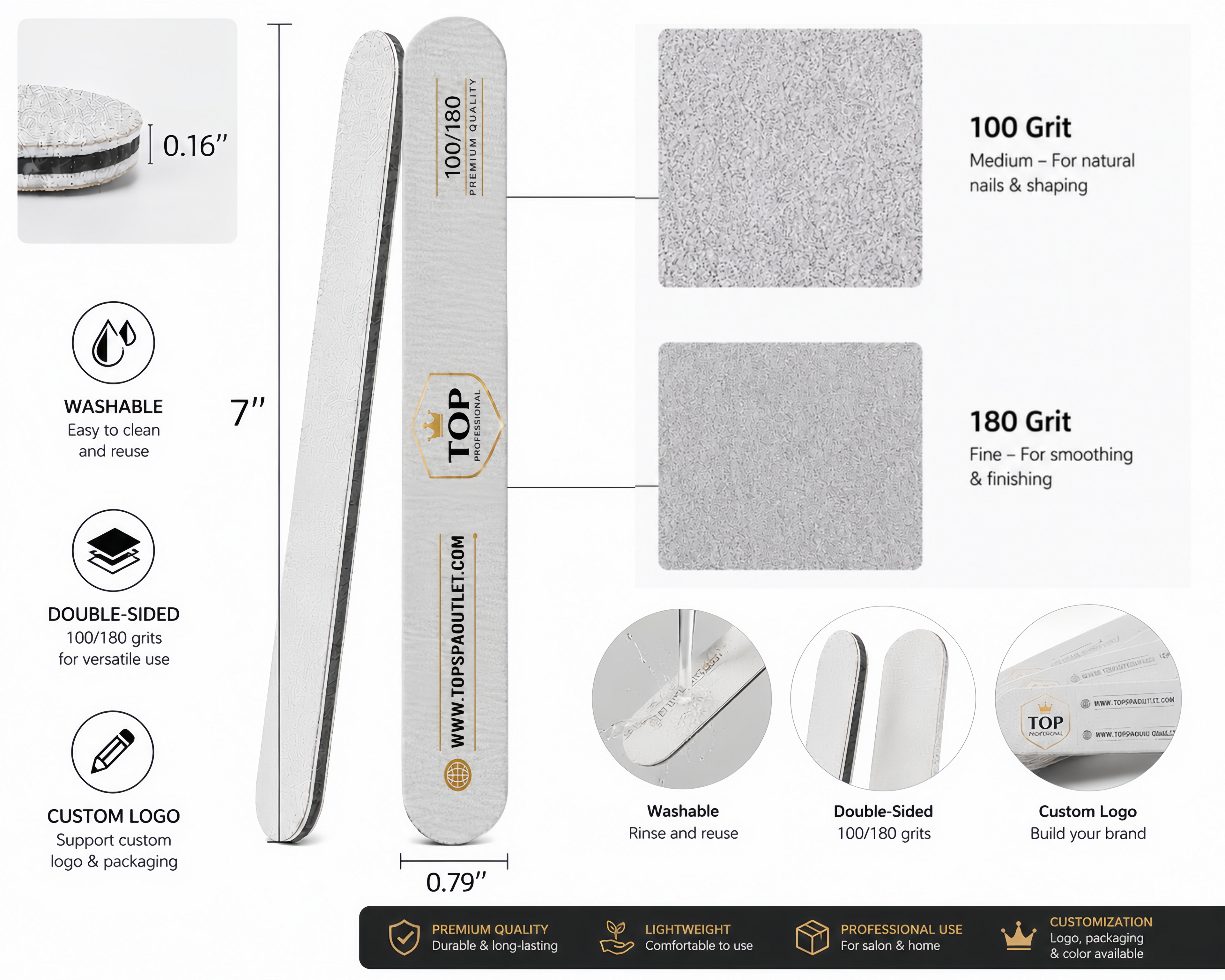 Professional Nail Files For Modern Nail Salons 80/100 Grit (100pcs)