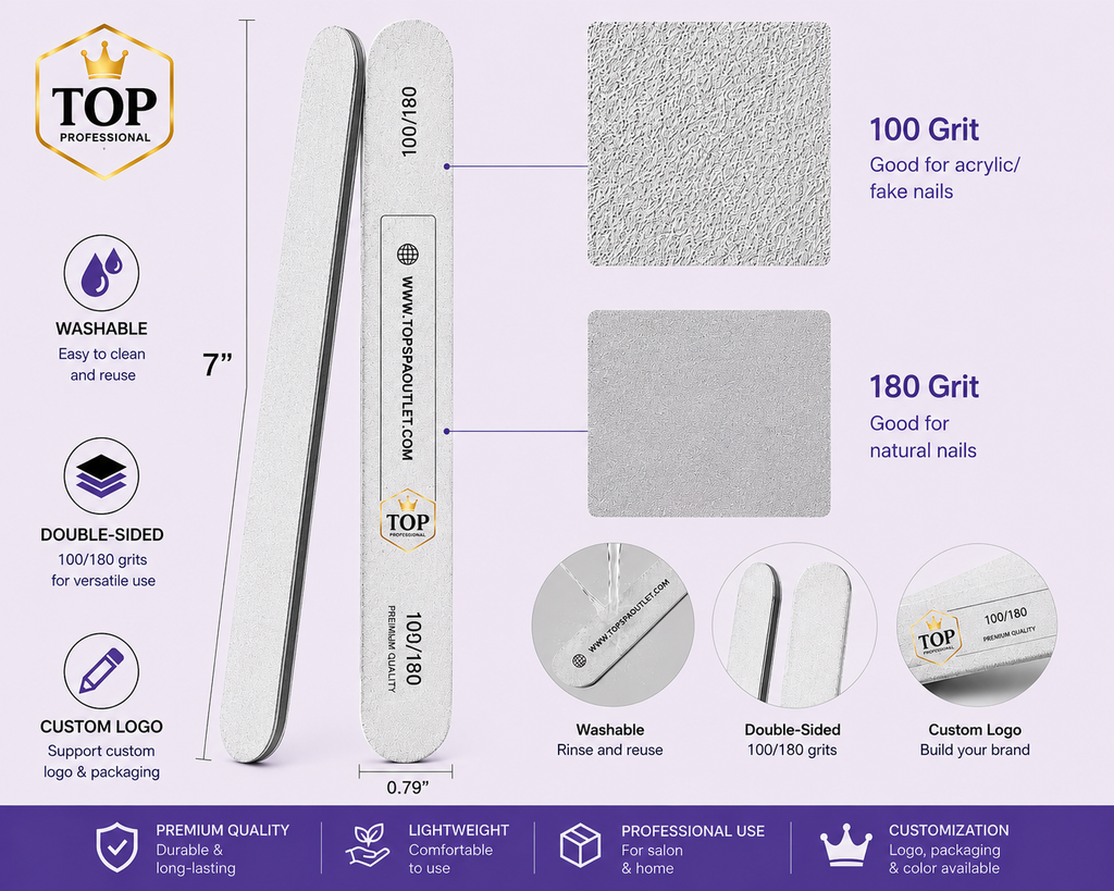 Professional Nail Files For Modern Nail Salons 80/100 Grit (100pcs)