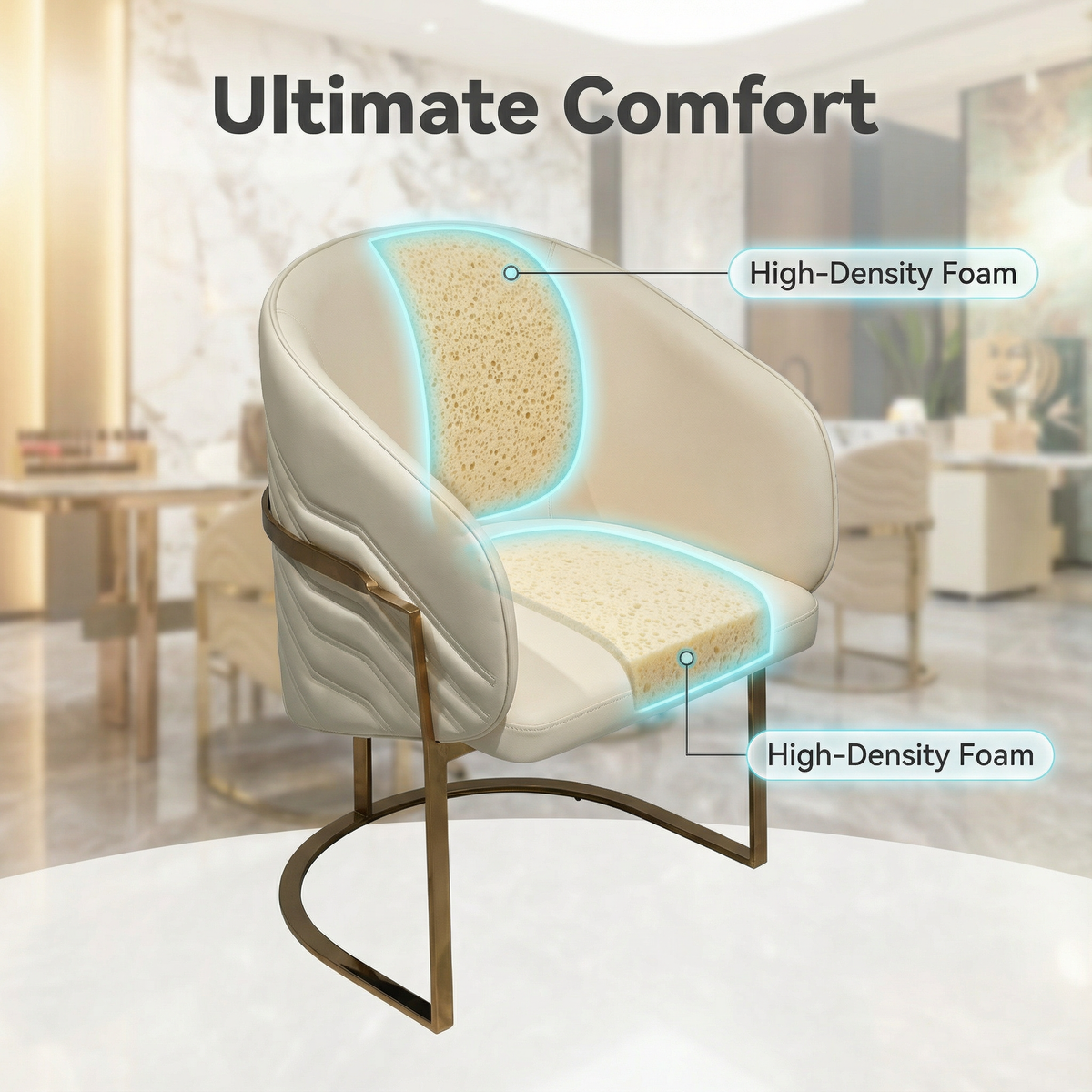 High-density foam cushioning and supportive design of the 5016 salon guest chair