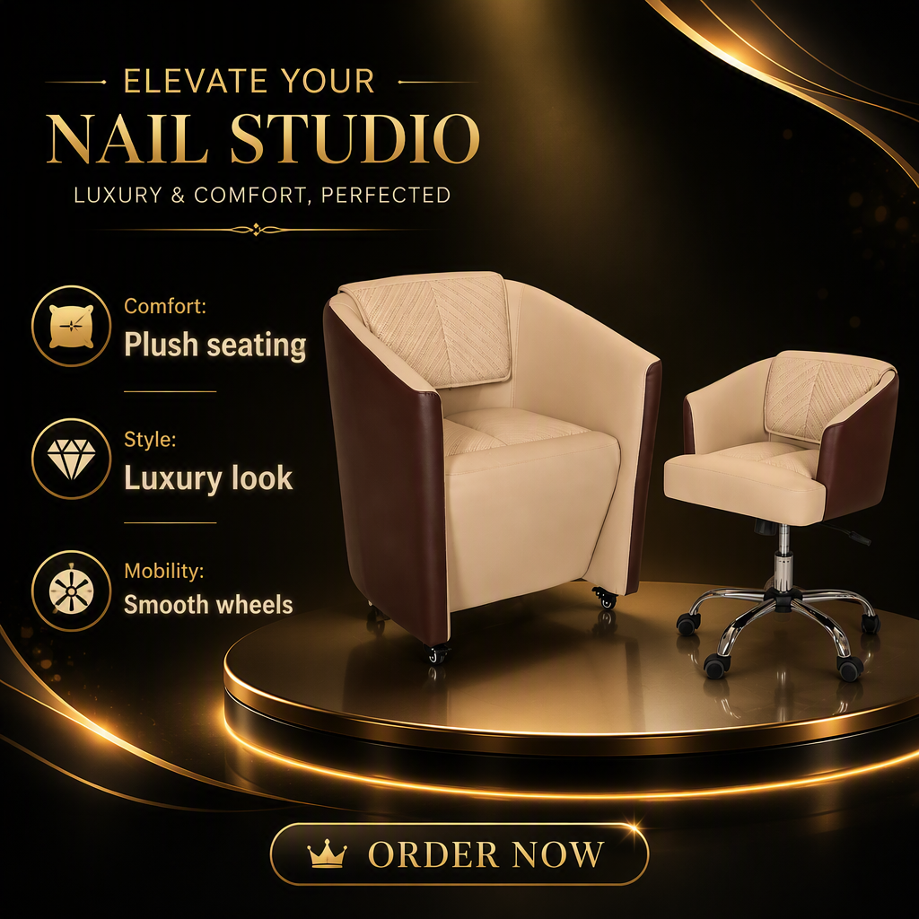 5017 LEADER salon chair set featuring plush seating, luxury styling, and smooth wheels