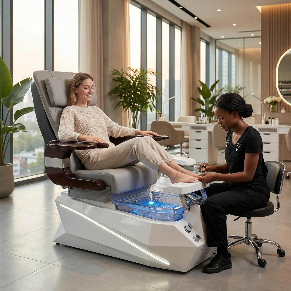Commercial-grade pedicure spa chair built for comfort, durability, and style. Factory direct supply with customization and bulk pricing