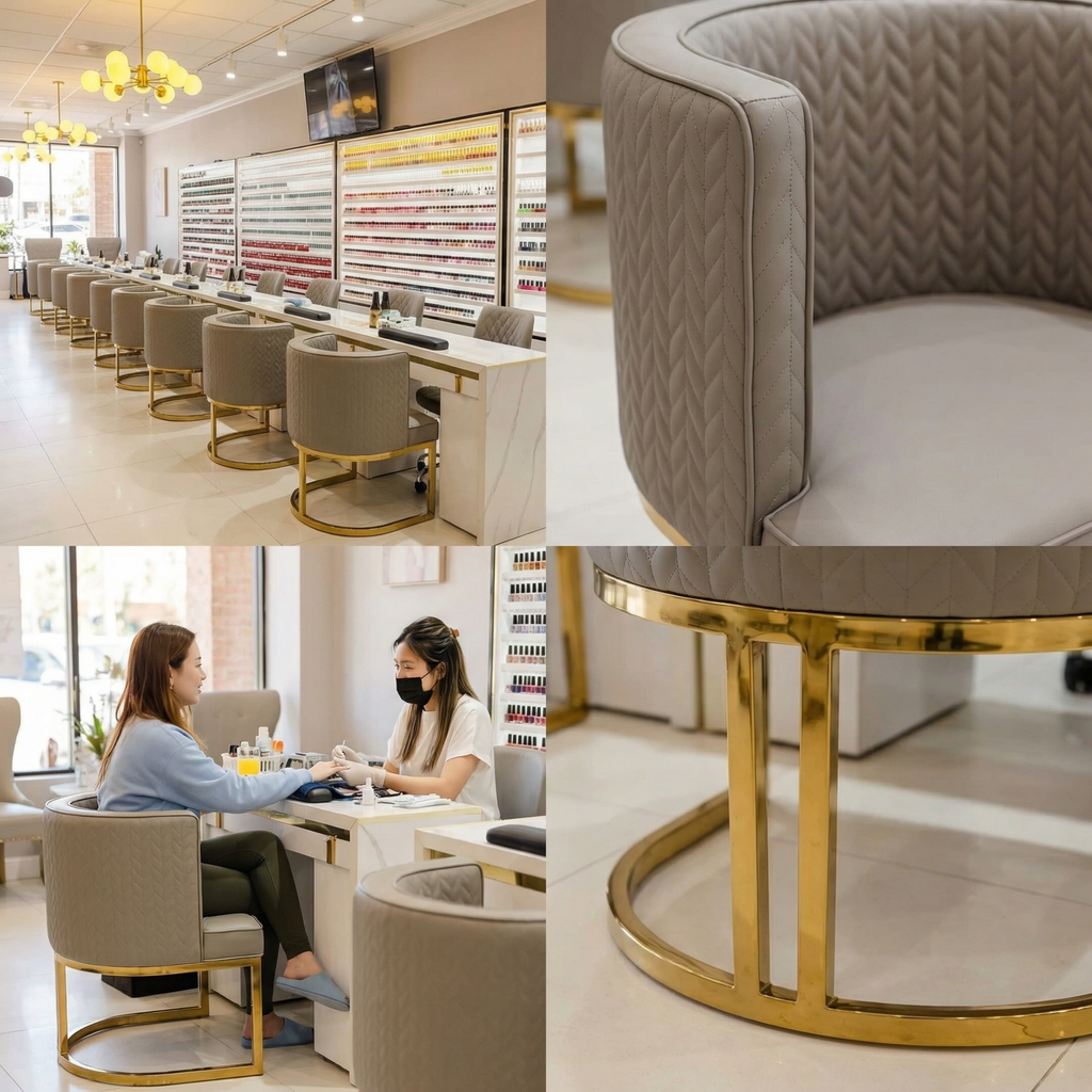 Luxury Nail Salon Furniture Set – Modern Manicure Table & Technician Chair for Professional Nail Studios