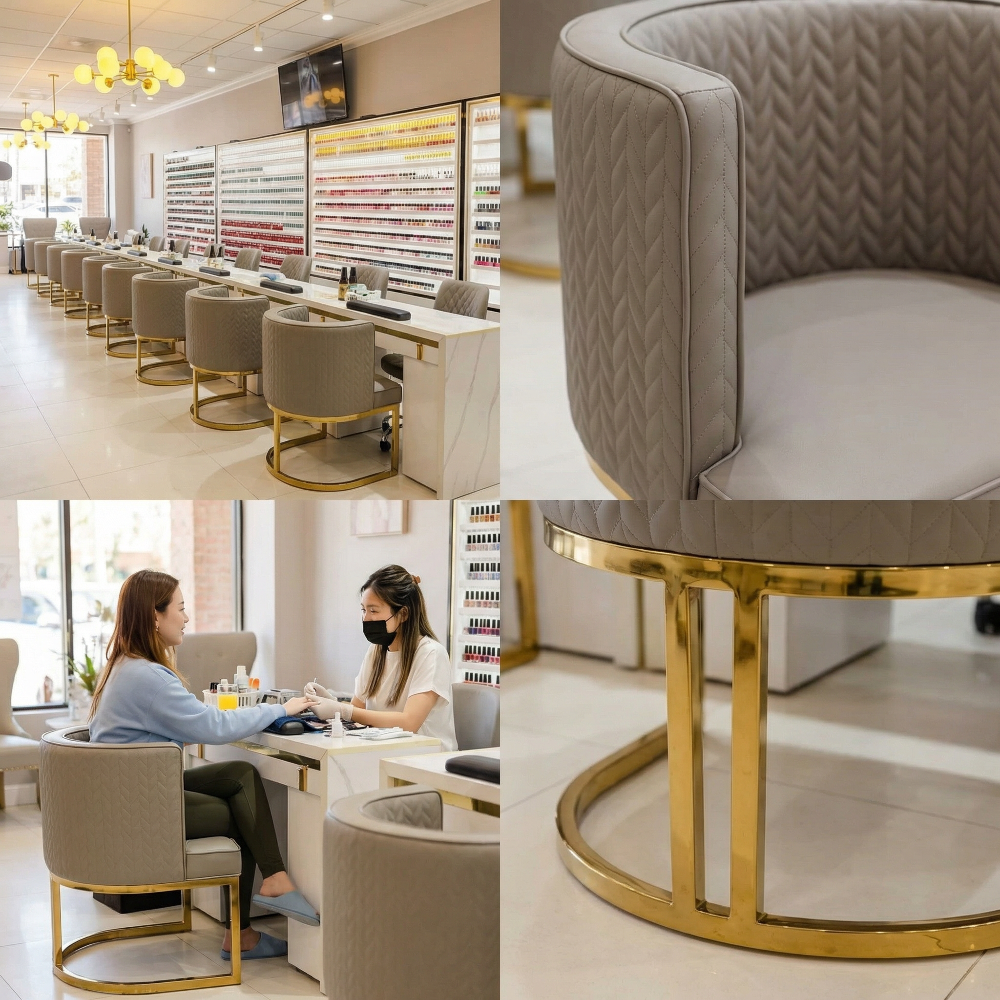 Luxury Nail Salon Furniture Set – Modern Manicure Table & Technician Chair for Professional Nail Studios