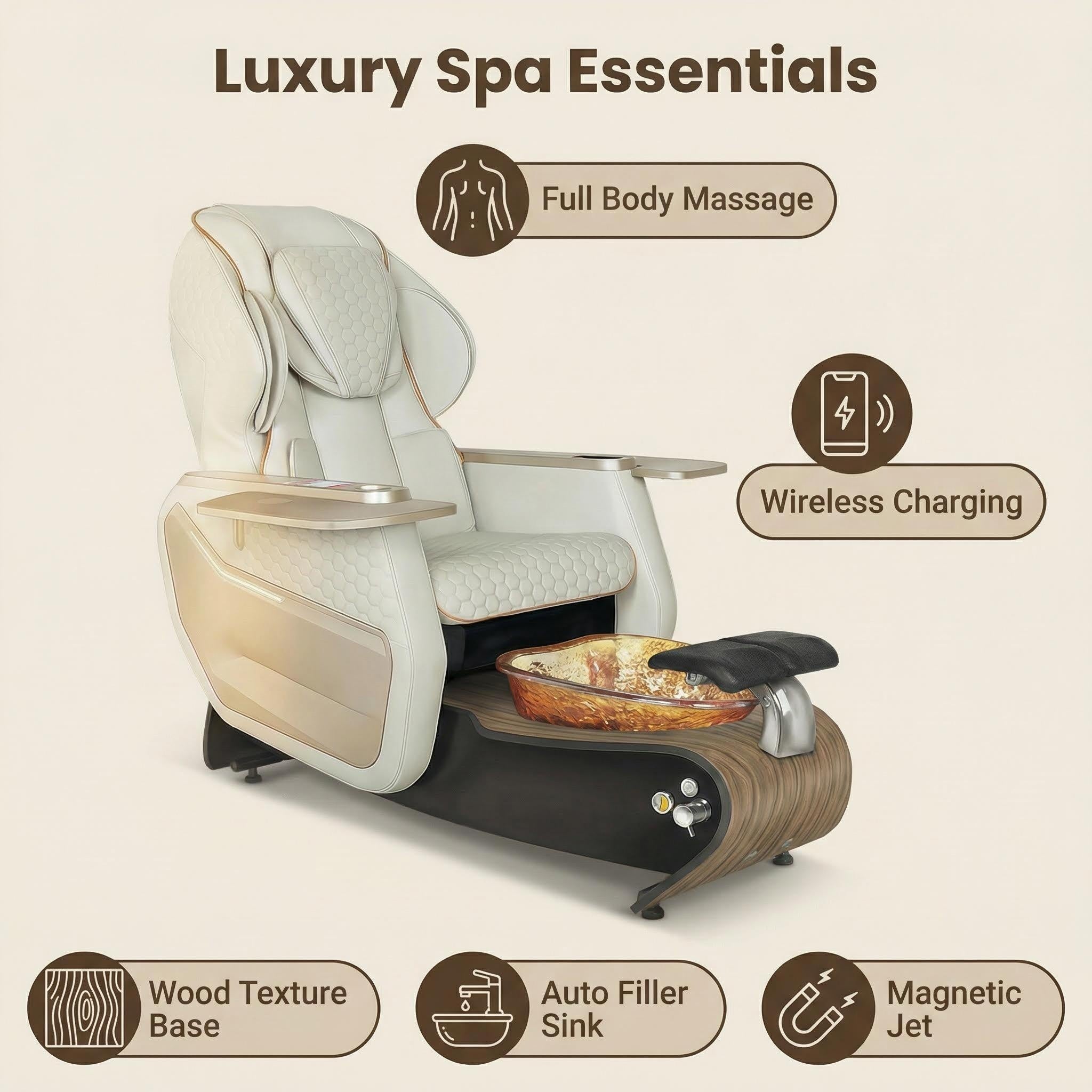 Luxury Spa Chair for Nail Salon | Full Body Massage Pedicure Chair