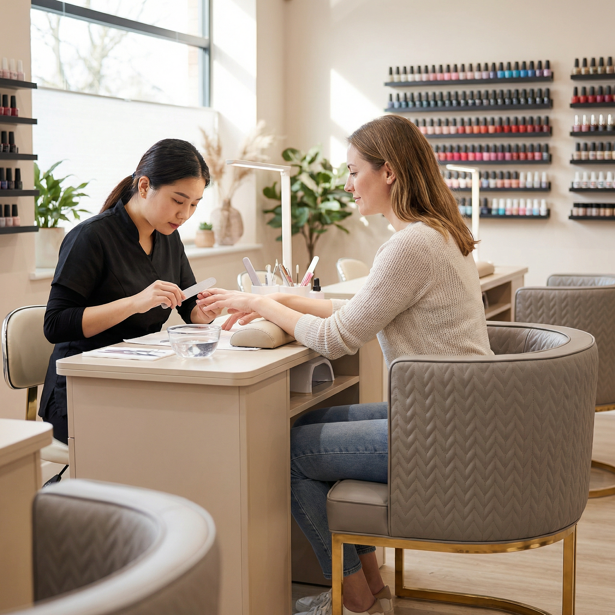 Luxury Nail Salon Furniture Set – Modern Manicure Table & Technician Chair for Professional Nail Studios