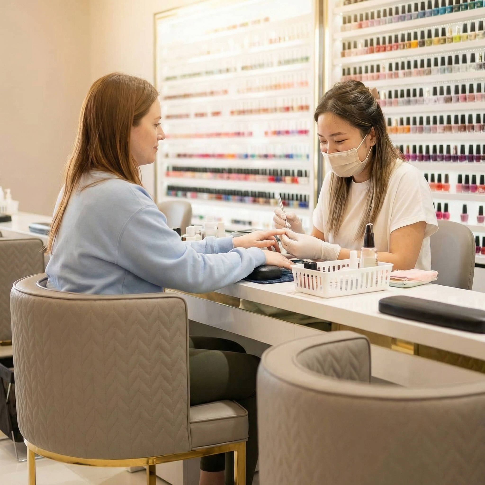 Luxury Nail Salon Furniture Set – Modern Manicure Table & Technician Chair for Professional Nail Studios