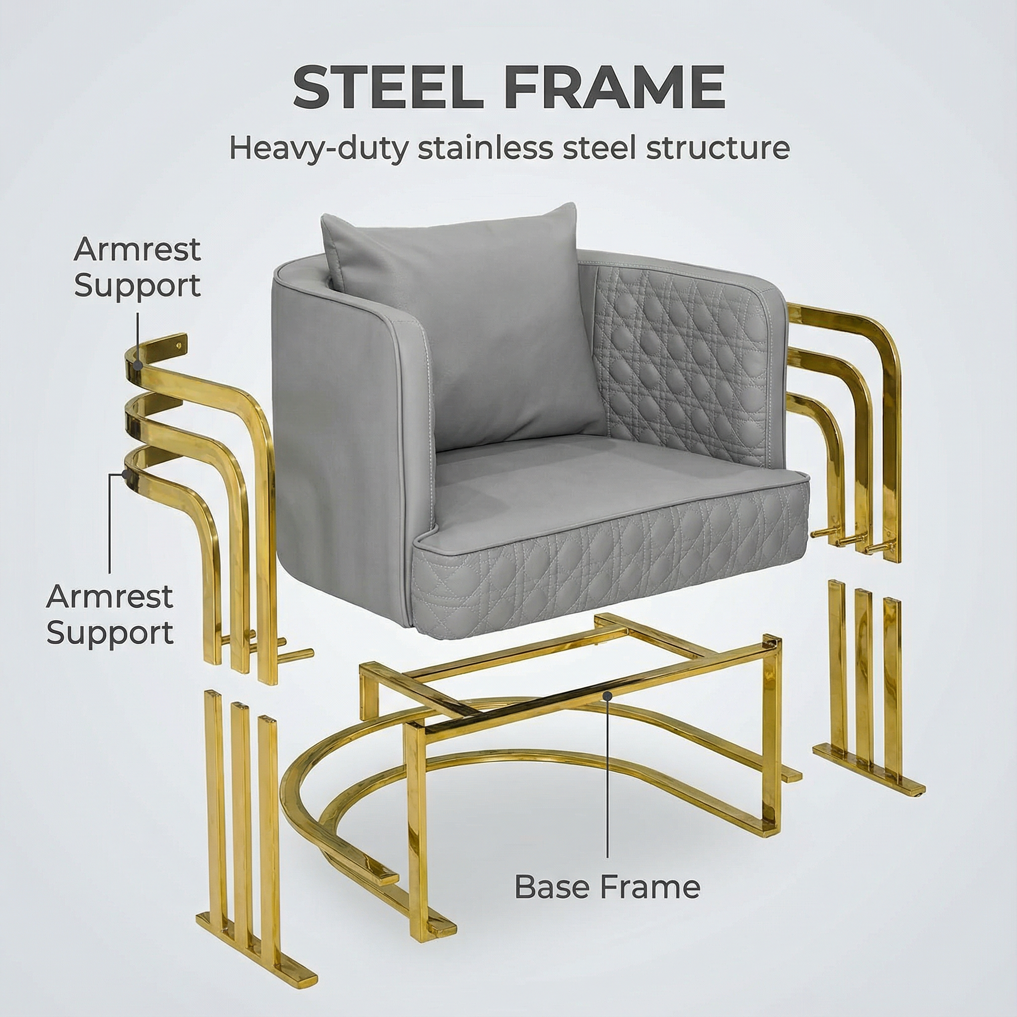 Luxury Nail Salon Chair Set – Acetone Resistant Upholstery & Stainless Steel Frame | Premium Waiting & Technician Chairs