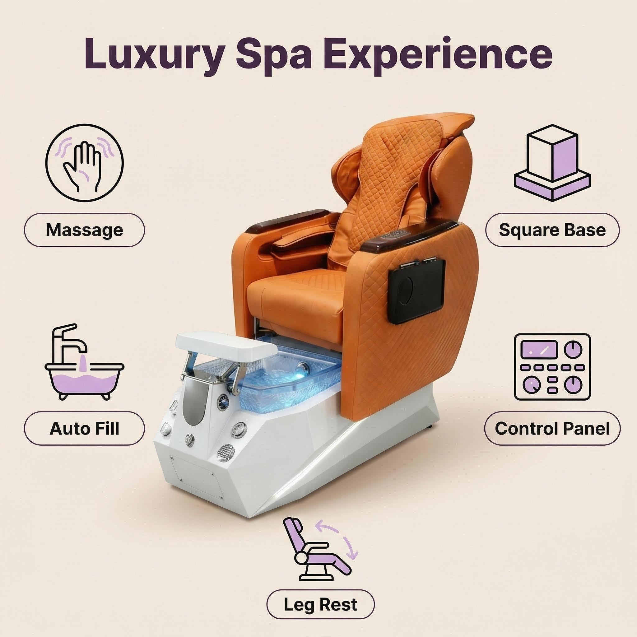 Grand Pedicure Spa Chair | Custom Nail Salon Spa Chair Manufacture