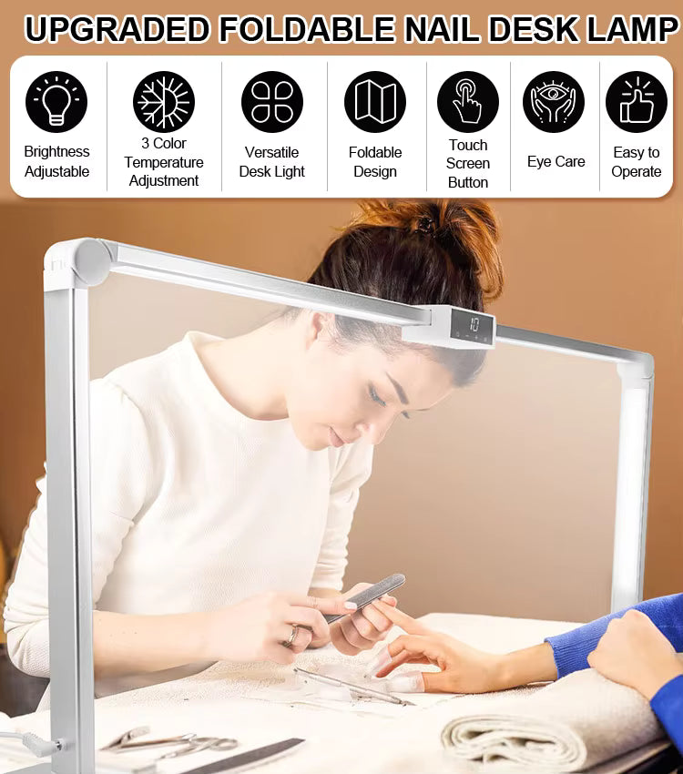 Foldable LED Square Table Lamp for Nail Stations Tatoo,Drawing,table work– Adjustable