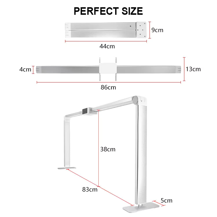 Foldable LED Square Table Lamp for Nail Stations Tatoo,Drawing,table work– Adjustable