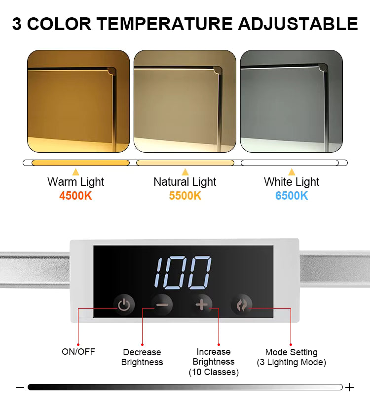 Foldable LED Square Table Lamp for Nail Stations Tatoo,Drawing,table work– Adjustable