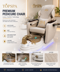 G8001 premium pedicure spa chair in khaki with white base, gold parts, and mist function